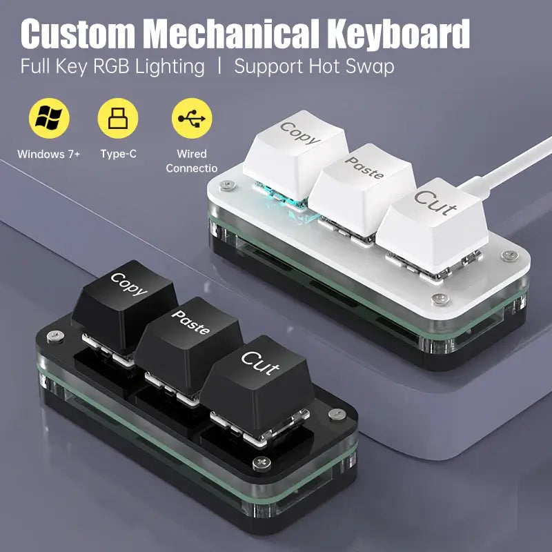 Mini teclado de programación de macros RGB de 3 teclas para juegos de Photoshop Teclado de programación de intercambio en caliente Minibotón para copiar y pegar Macropad