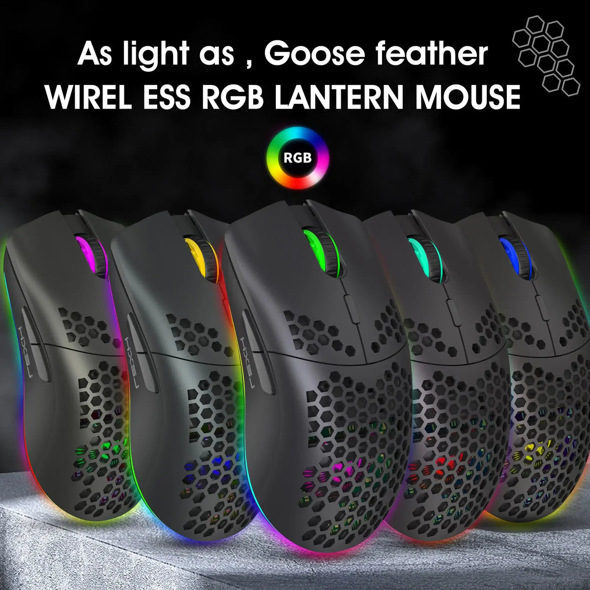 2,4G Drahtlose Lade Maus RGB Leuchtende Ultraleicht Waben Maus Bewegung Geschwindigkeit 3600 6 D Spiel Mäuse Für Laptop PC Gamer