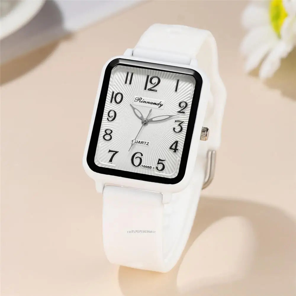 Fashion Lady Hot Sales Brands Watches Leisure Rectangle Digital Simple Women Quartz Watch Sports Silicone Strap Ladies Clock