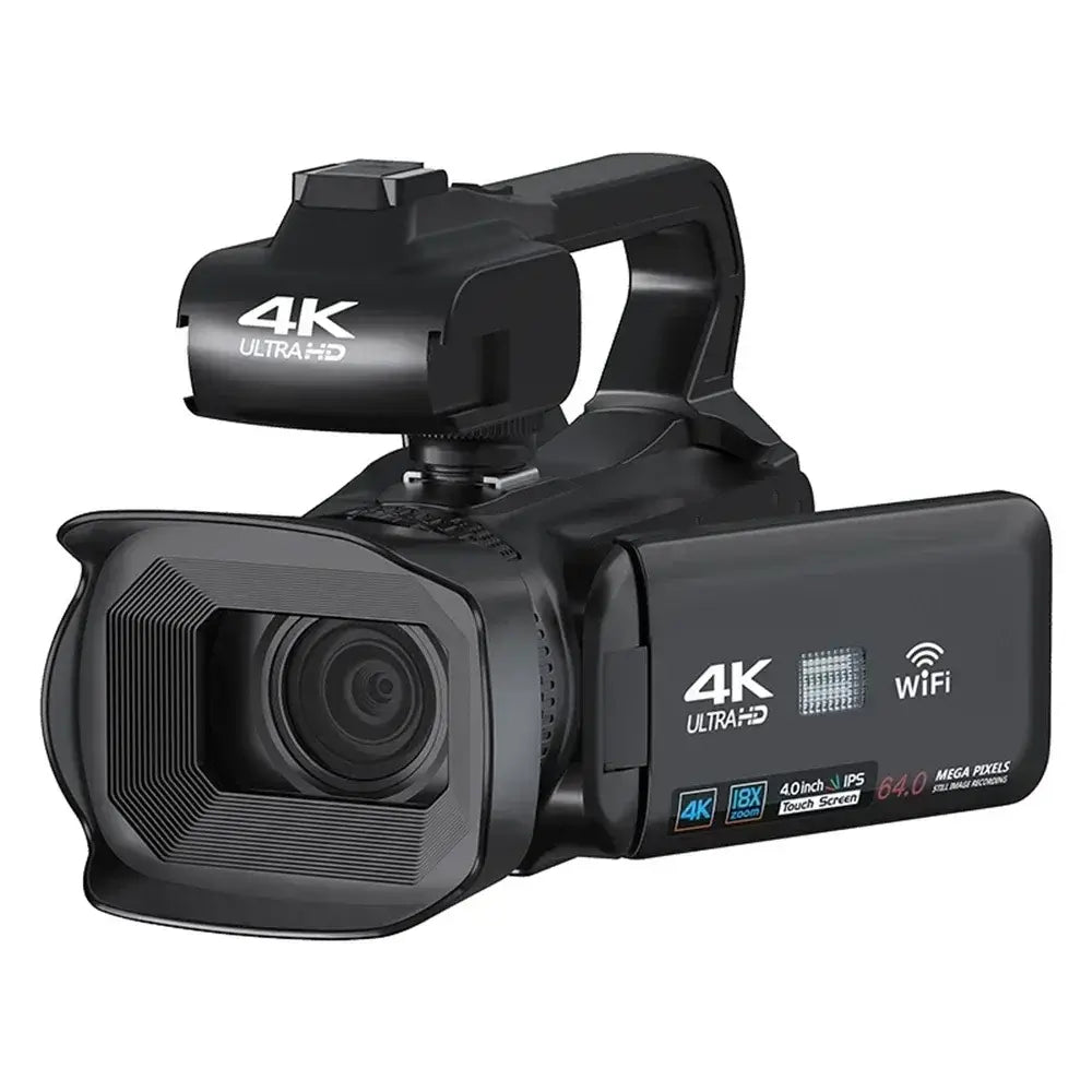 4K 60FPS Professioneller Camcorder für Fotografie 64MP WiFi Livestream Webcam Videokamera 18X Digitalzoom YouTube Vlog Recorder