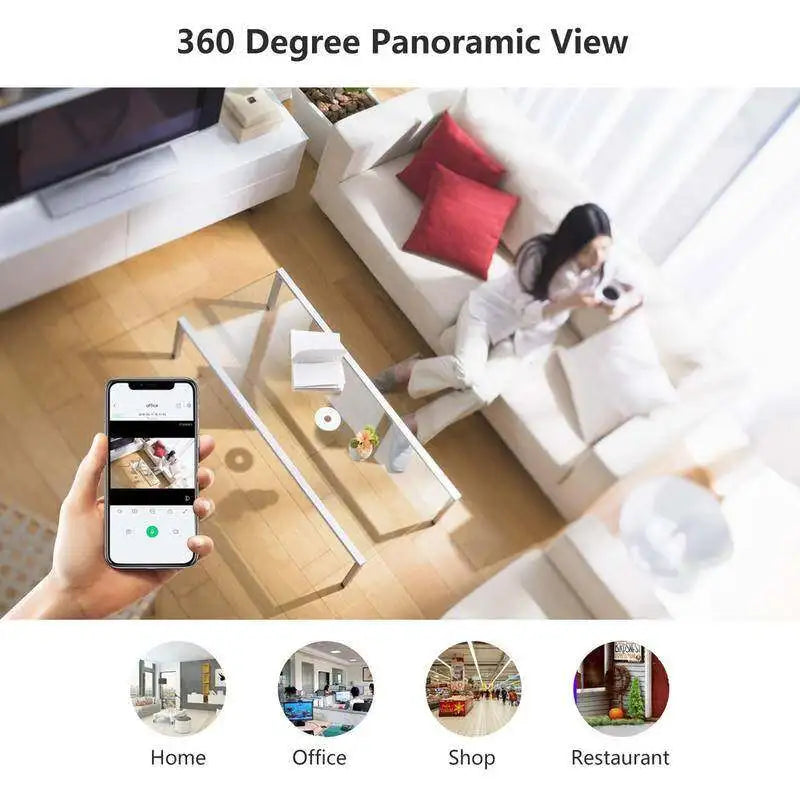 V380 360-Grad-WiFi-Kamera IP-Fischaugen-Panorama 1080P WIFI CCTV 3D VR Video Audio Remote Home-Überwachung CCTV-Überwachungskamera