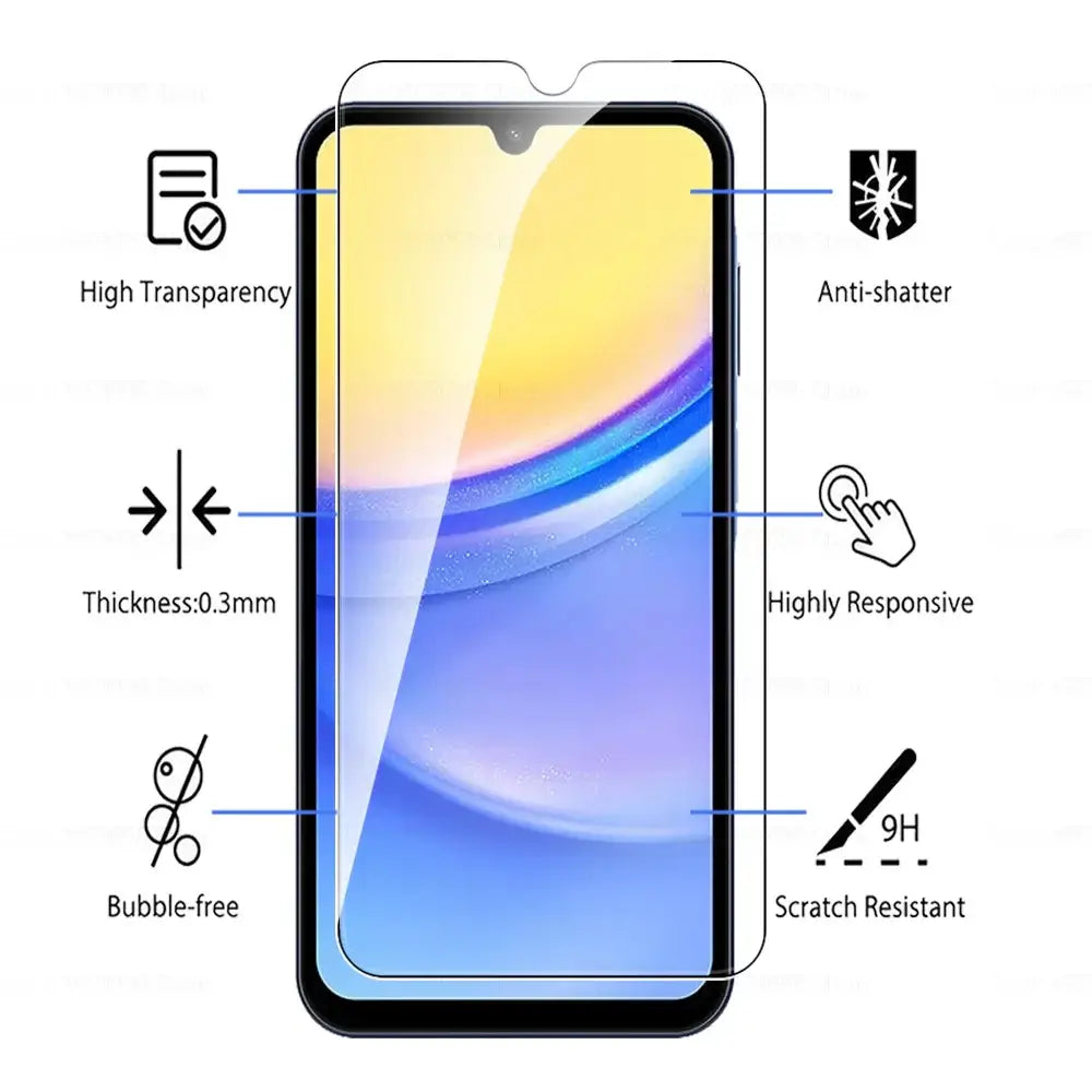 2 protectores de pantalla de vidrio templado para Samsung Galaxy A15 5G, película protectora de seguridad para Samsung A15 4G Galaxy A15