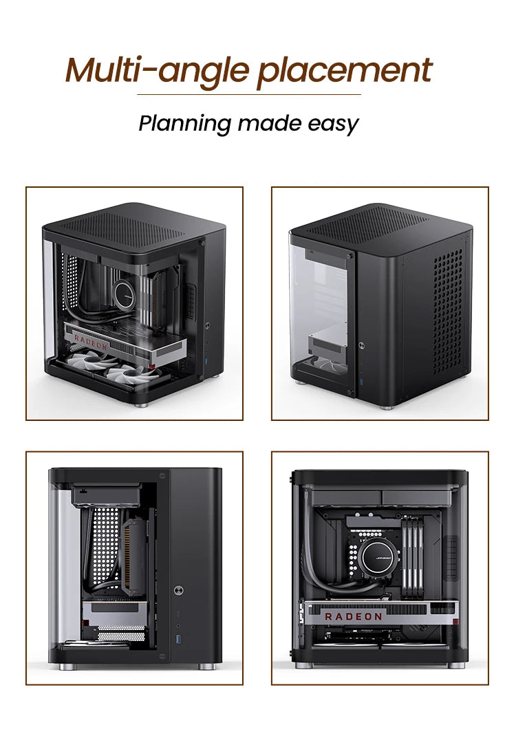 JONSBO TK-1 2.0 M-ATX Case Mini PC Case Ring Tempered Glass Side Penetration E-sports Seaview Room Desktop Computer Mini Chassis