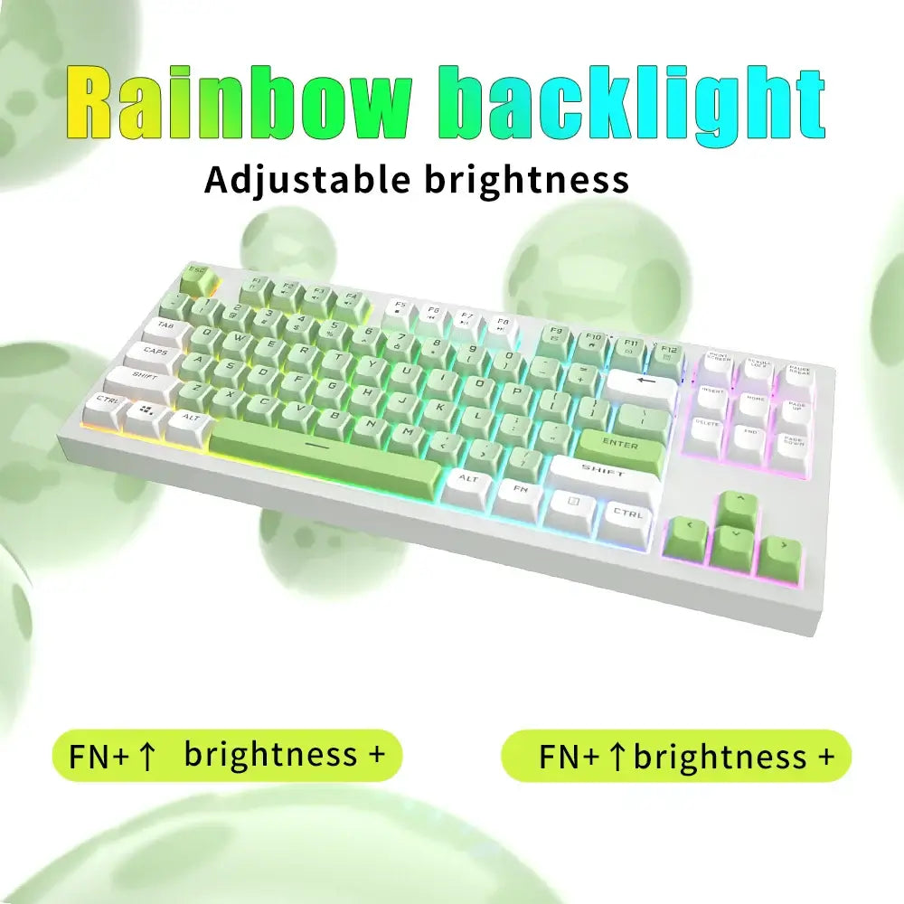 FURYCUBE BM108 Mechanical feel Membrane Keyboard  Rainbow RGB Backlit for Home Office Wired Gaming Keyboards 87 108 Keys BM87 PC