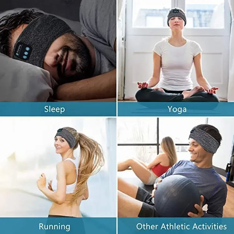 Bluetooth Sleeping Headphones Sports Headband Thin Soft Elastic Comfortable Wireless Music Earphones Eye Mask for Side Sleeper