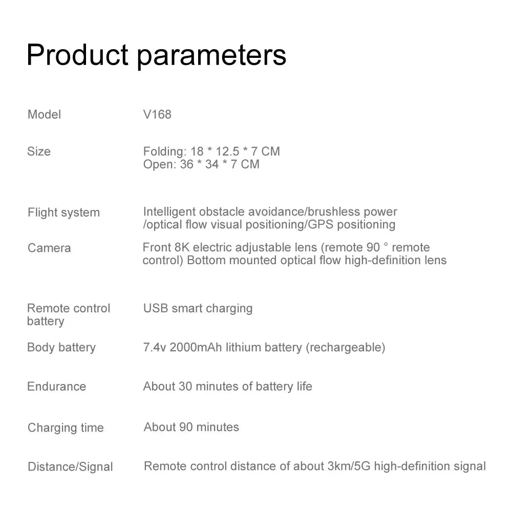 2024 Neue V168 Original GPS-Drohne 5G Professionelle 8K HD-Luftfotografie Omnidirektionale Hindernisvermeidungsdrohne mit zwei Kameras