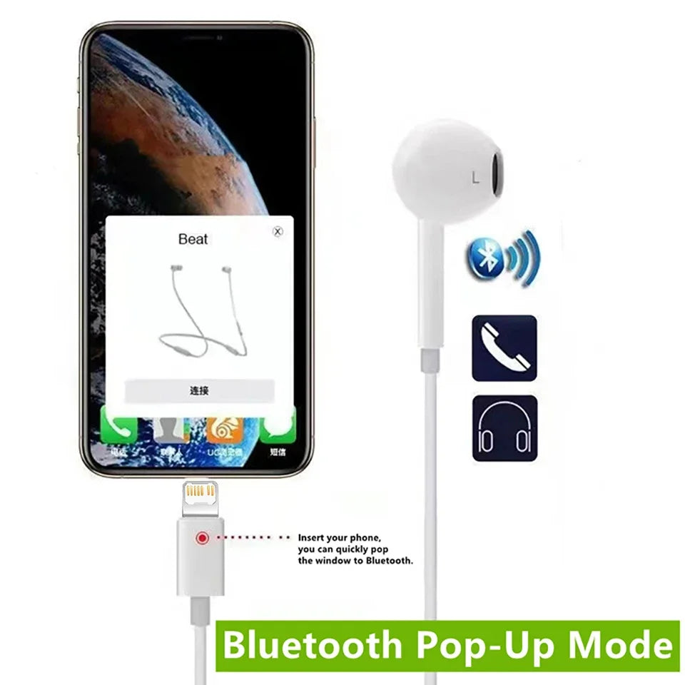 Original-Kopfhörer für Apple iPhone 15 14 11 12 13 Pro Max Kopfhörer XR X XS 8 Plus Bluetooth Wired Earbuds Headset Zubehör