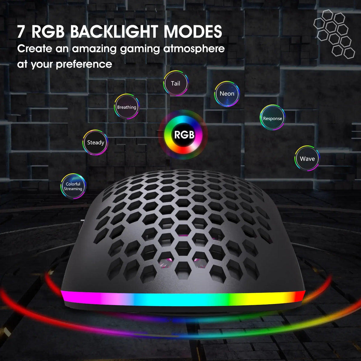 2,4G Drahtlose Lade Maus RGB Leuchtende Ultraleicht Waben Maus Bewegung Geschwindigkeit 3600 6 D Spiel Mäuse Für Laptop PC Gamer