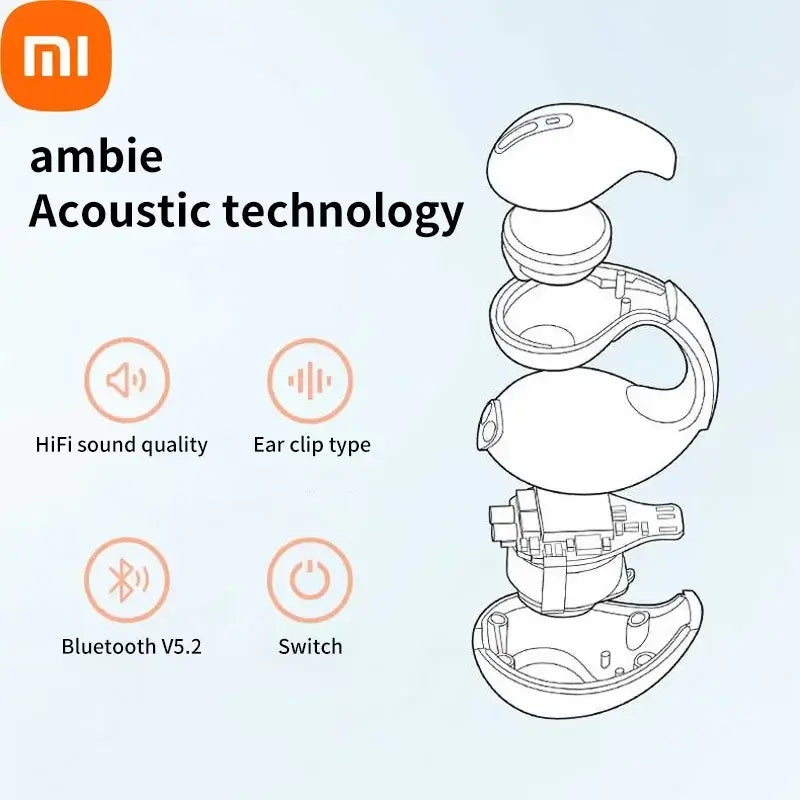 Xiaomi Knochen Leitung Kopfhörer Ohr-Clip Bluetooth-kompatibel Kopfhörer Drahtlose Ohrhörer 3D Surround Stereo Bass Sport Headset