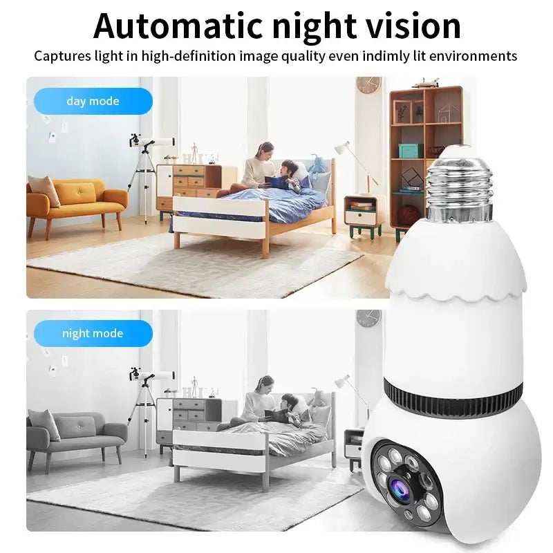 5MP Lamp Bulb WiFi Camera E27 LED Bulb Smart IP Camera Surveilance Two-way Audio Color Night Vision 360° Panoramic AI Tracking