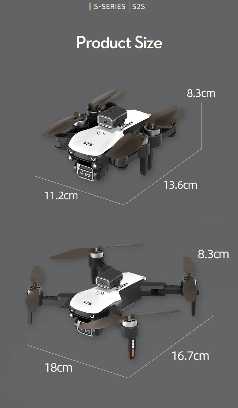 Nuevo mini dron S2S profesional con cámara HD de 8K, vuelo en 25 minutos, evitación de obstáculos, cuadricóptero plegable sin escobillas, flujo óptico, dron RC