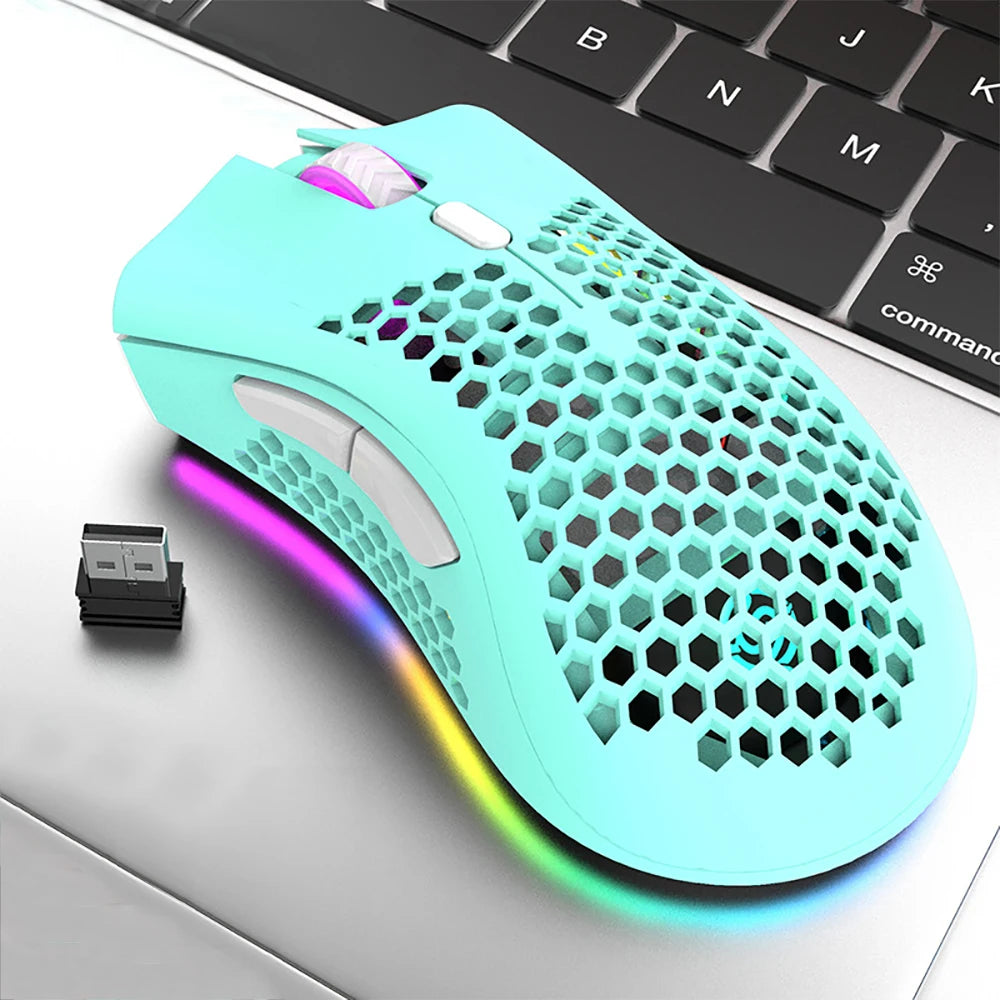 Ratón para juegos recargable BM600 USB 2,4 G, inalámbrico, con luz RGB, ergonómico, para ordenadores de escritorio, portátiles y portátiles