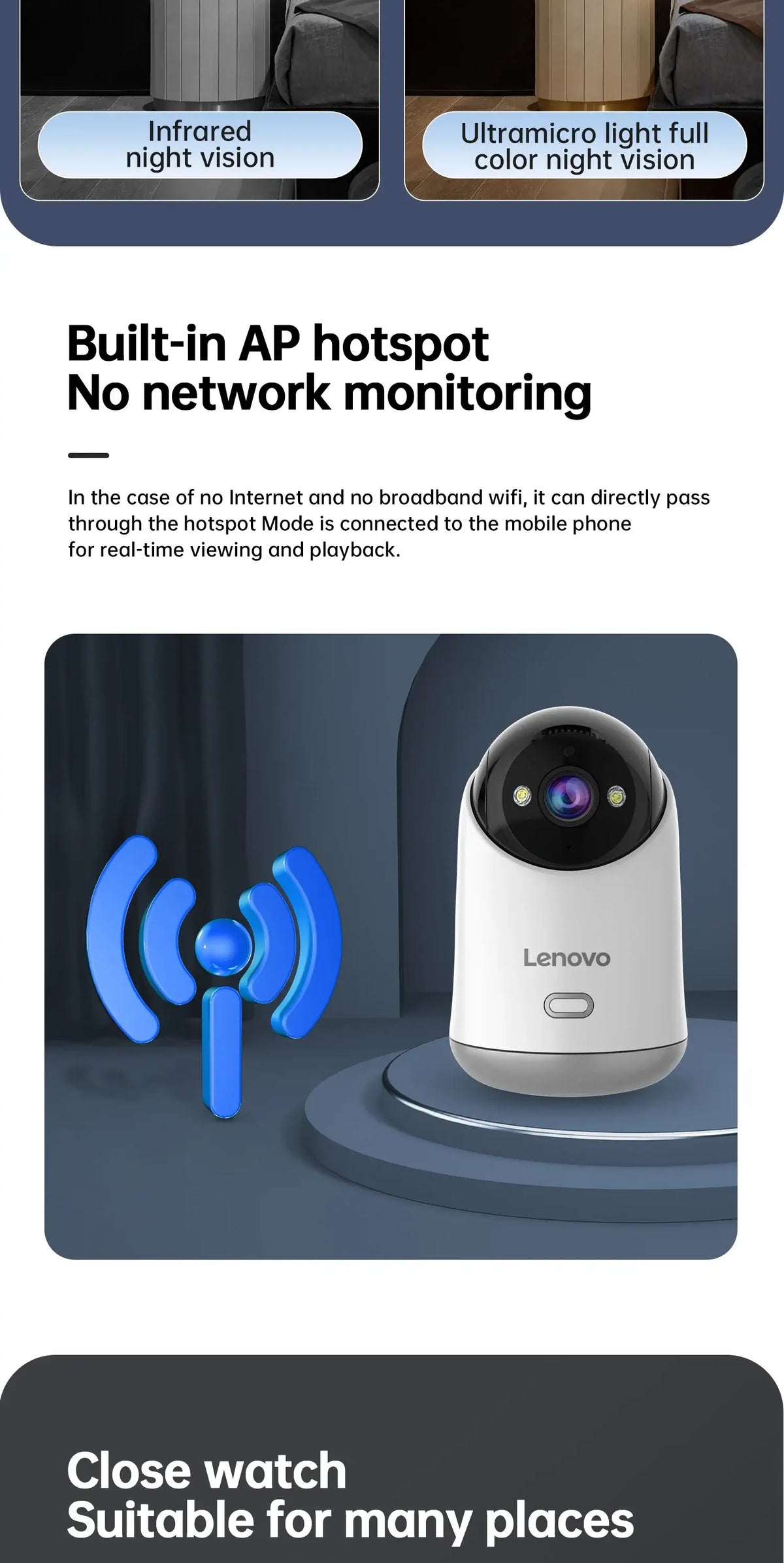 Lenovo 5MP WiFi Camera Smart Home Indoor Wireless IP Surveillance Camera Auto Tracking Security CCTV Surveillance Baby Monitor