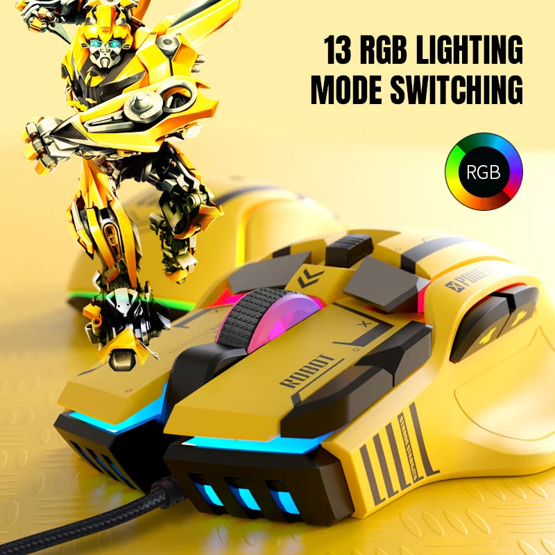 Ratón para juegos G6 con cable, 128000 DPI, chip A826 RGB, programable con macros, diseño ergonómico superior para juegos y trabajo