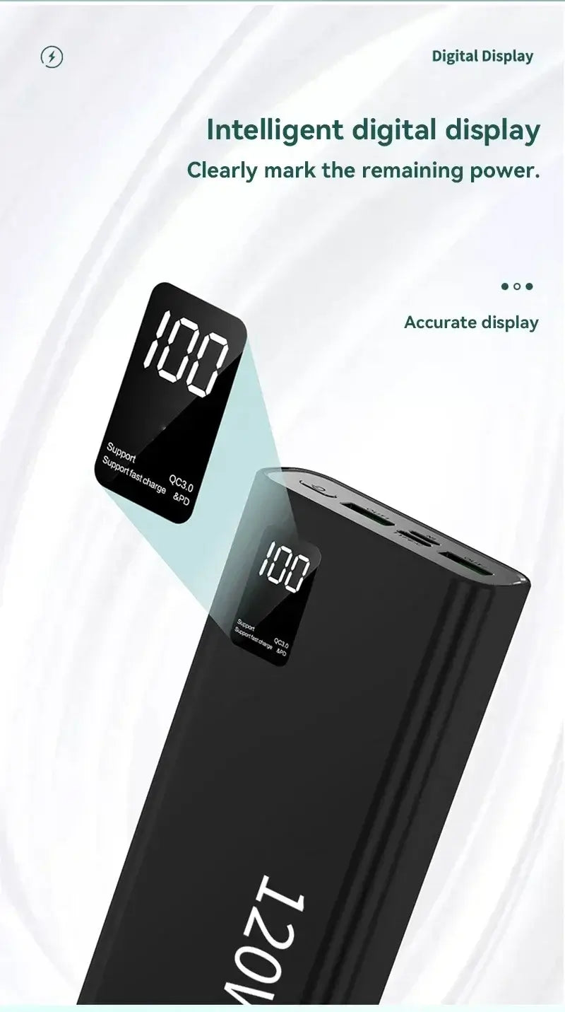 Banco de energía portátil de 120 W, 2024, 50 000 mAh, alta capacidad, carga súper rápida, para iPhone, Huawei, Samsung, batería externa