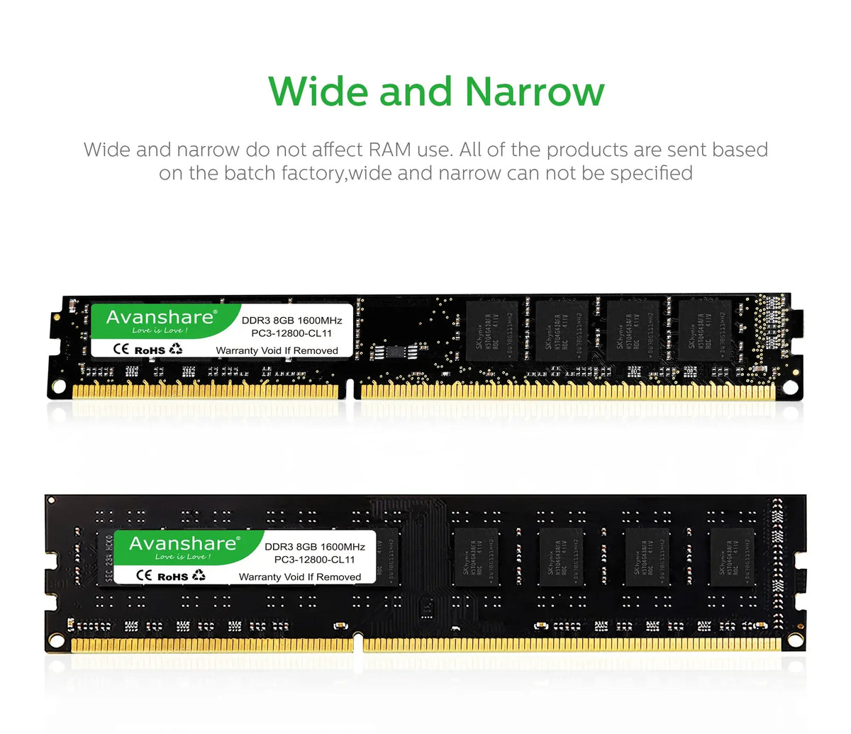 Memoria RAM DDR3 DDR4 Avanshare de 16 GB, 8 GB, 4 GB, 2 GB, 1333, 1600, 2400, 2666 y 3200 MHz, para escritorio, UDIMM, para todas las placas base Intel y AMD