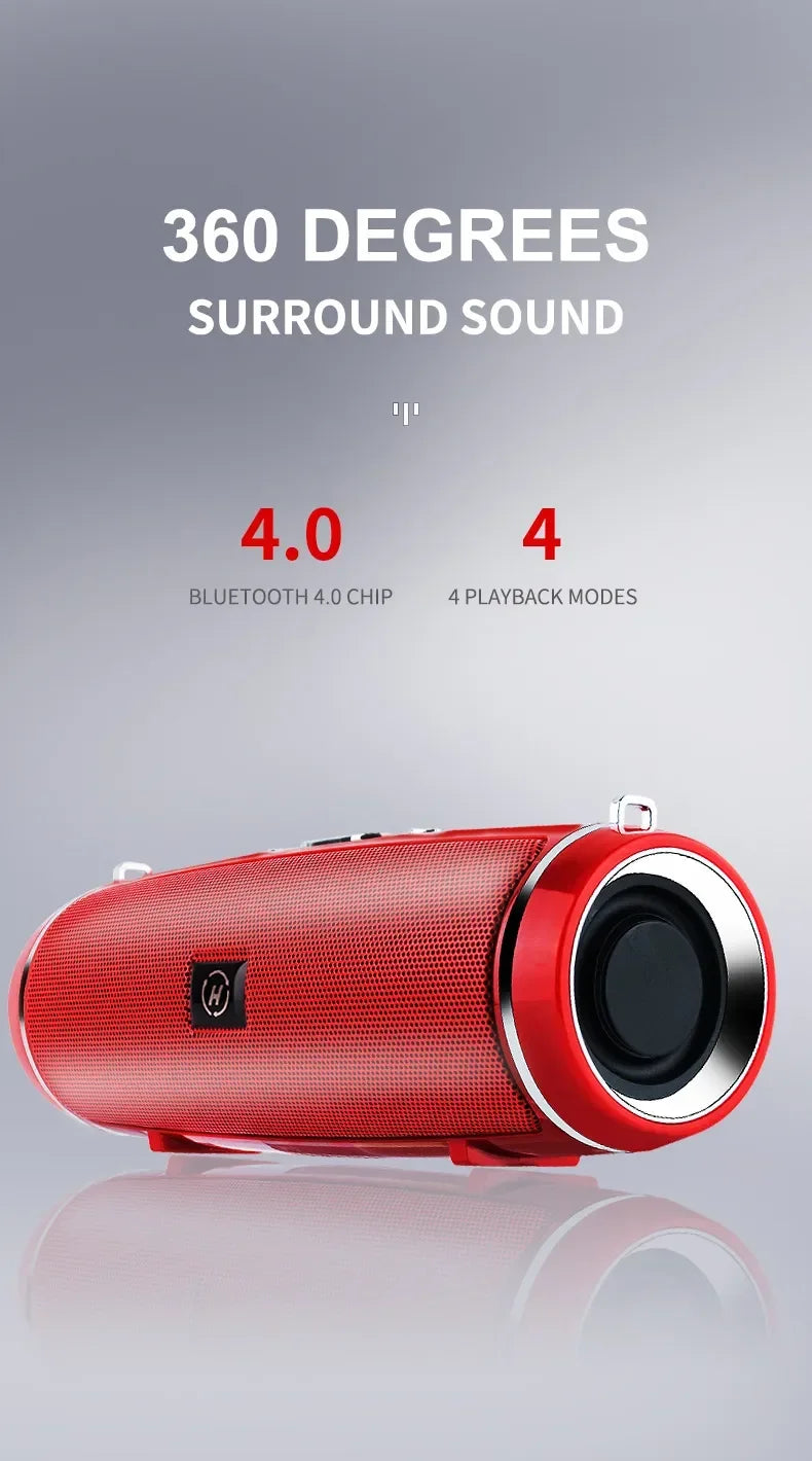 Altavoz Bluetooth inalámbrico portátil IPX7, altavoz de columna de alta fidelidad para exteriores, resistente al agua, subwoofer, altavoz estéreo, radio FM, TF, Boom Box