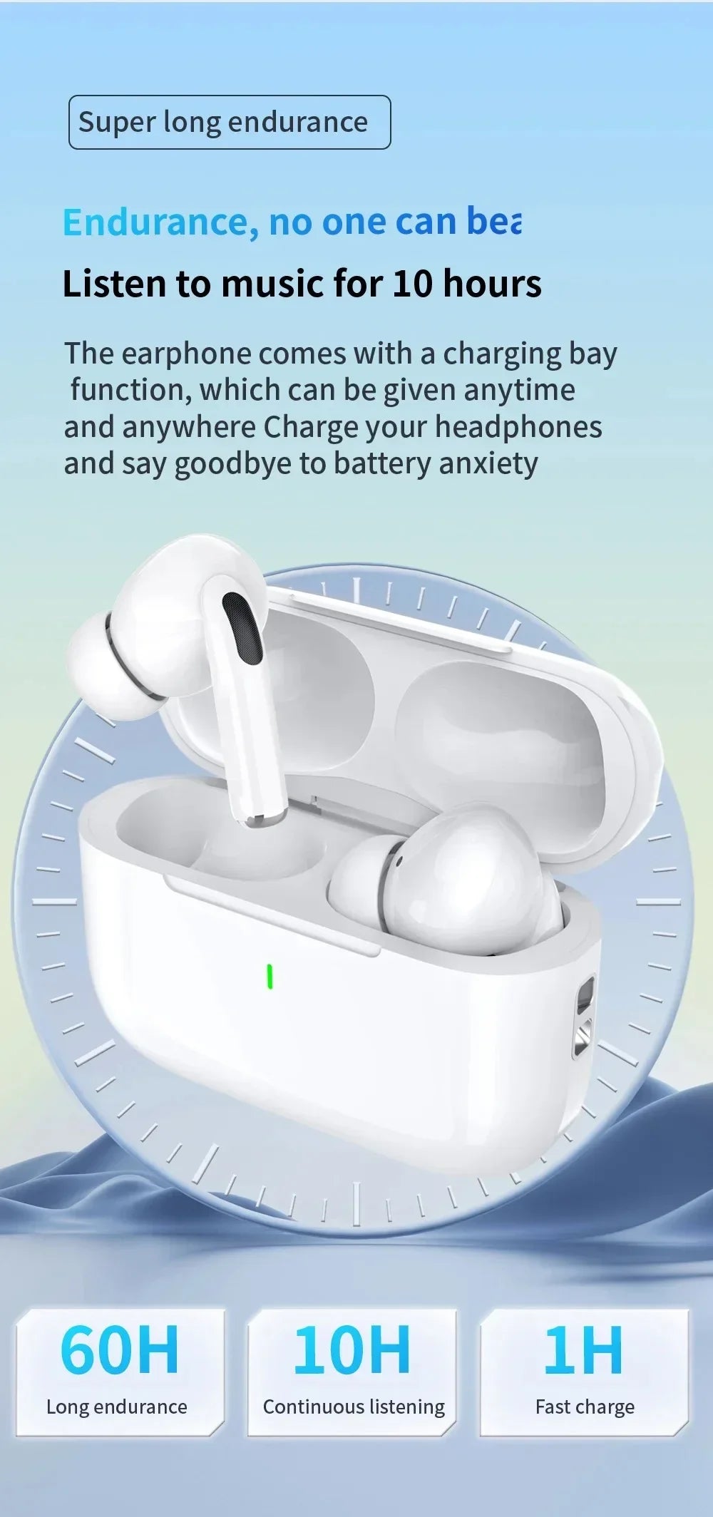 NEU Kabellose Ohrhörer Bluetooth 5.3 Kopfhörer In-Ear Noise Cancelling Stereo Musik Ohrhörer Touch Control Ohrhörer mit Mikrofon