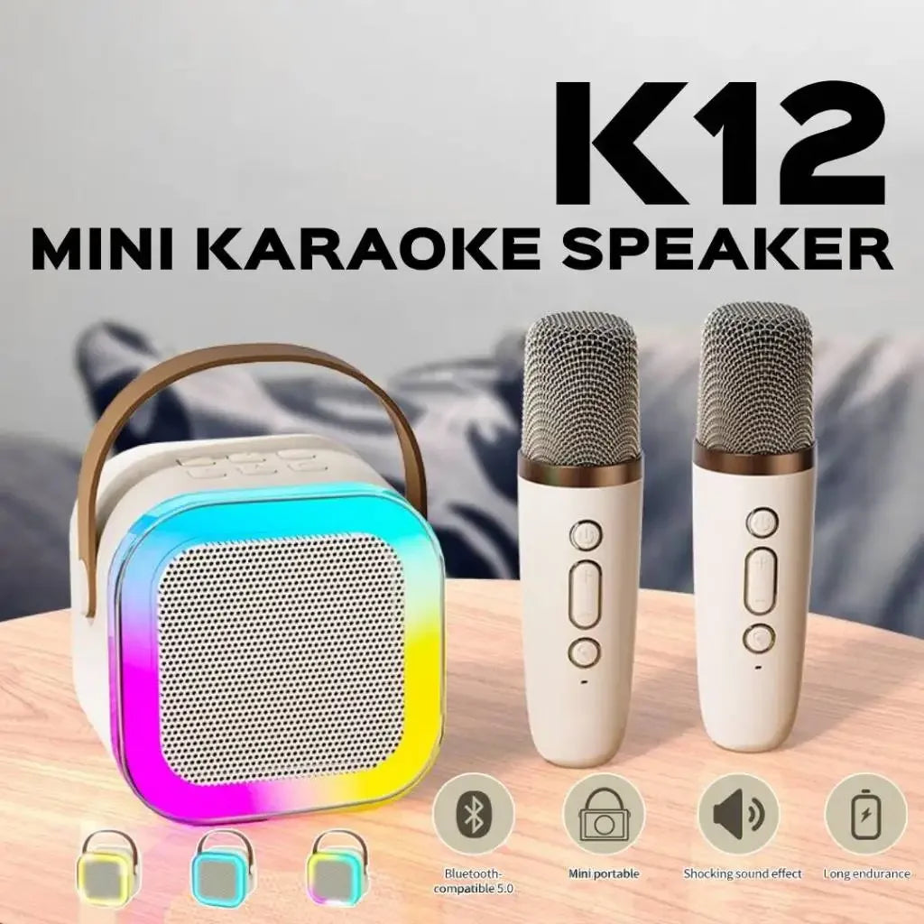 Nuevo altavoz portátil K12 con Bluetooth, minialtavoz inalámbrico con micrófono y karaoke para el hogar, máquina para cantar canciones familiares