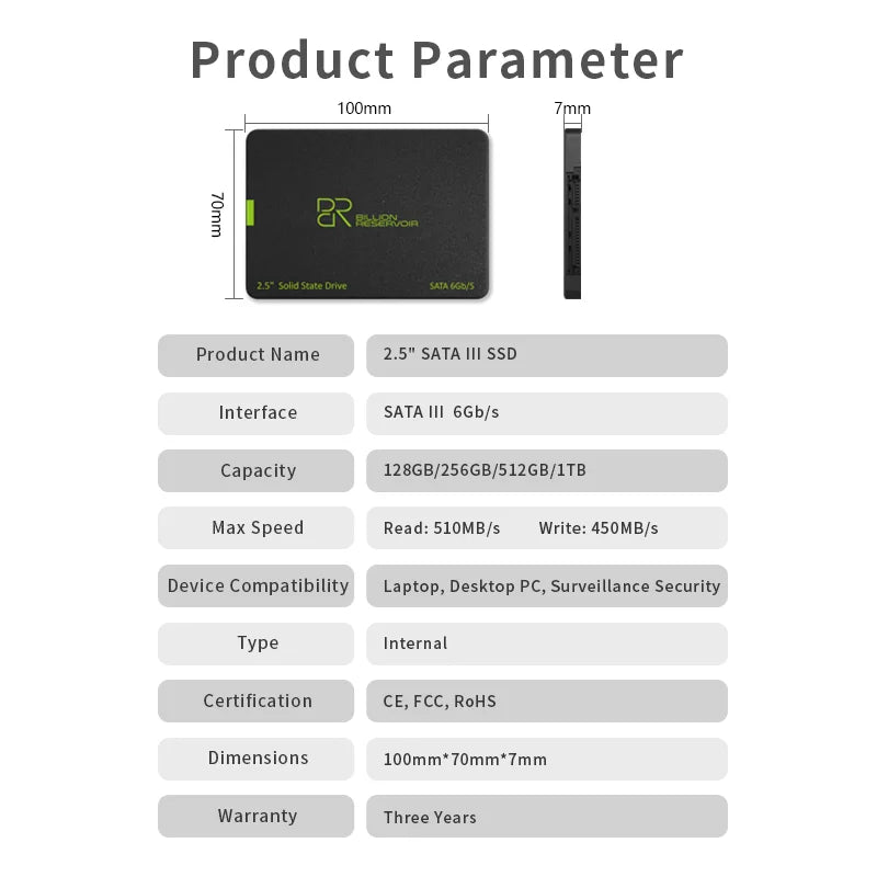 BR SSD Solid State Drive 2.5" SATA3 120GB 128GB Internal Hard Drive Disk 2.5 SATA3 256GB 512GB memory disk 1TB 2TB for Laptop PC