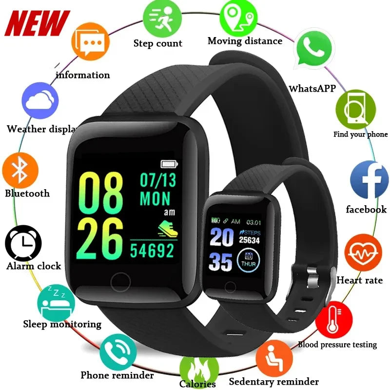 Neu 116plus Smartwatch Männer Blutdruck Frauen Herz Rate Fitness Tracker Armband Sport Smart Uhr Mädchen Kinder Für IOS Android