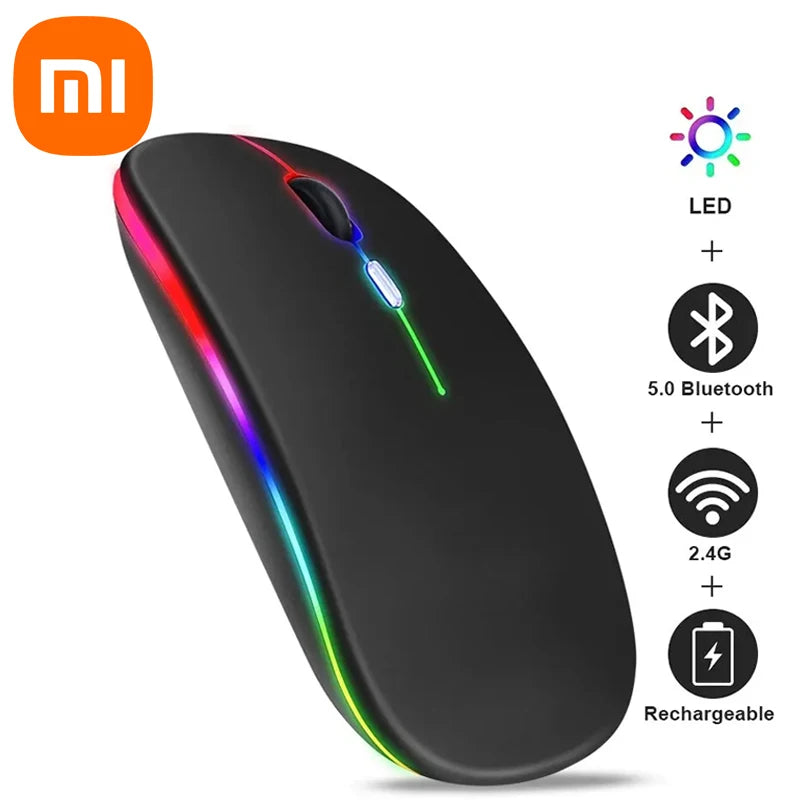 Ratón inalámbrico Xiaomi Bluetooth de modo dual, recargable, silencioso, iluminado, inalámbrico, para ordenador portátil, ratón ergonómico para juegos