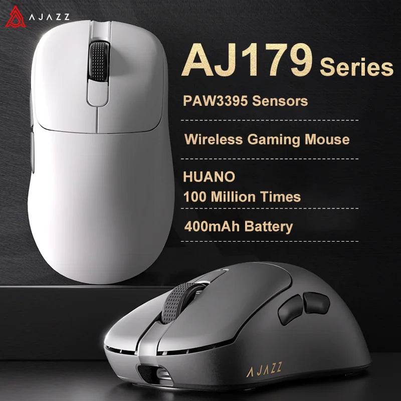 Ratón inalámbrico para juegos AJAZZ AJ179 PRO PAW3395 con base de carga RGB, 26000 DPI, ergonómico y liviano para PC, portátil y gamer