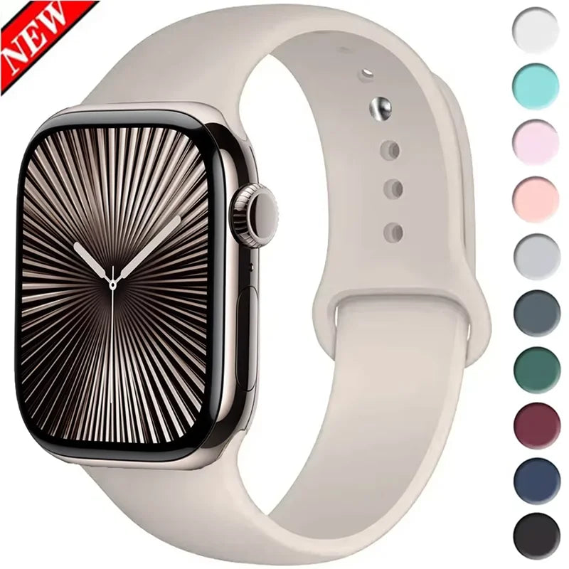 Silikonband für Apple Watch Band 44mm 40mm 45mm 41mm 49mm 42mm 38 46 mm Armband IWatch Serie 10 9 8 7 SE 6 5 4 Ultra 1 2 3