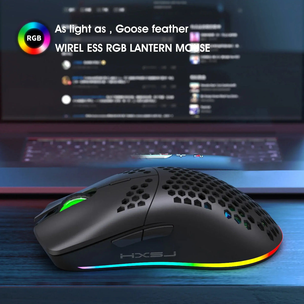 2,4G Drahtlose Lade Maus RGB Leuchtende Ultraleicht Waben Maus Bewegung Geschwindigkeit 3600 6 D Spiel Mäuse Für Laptop PC Gamer