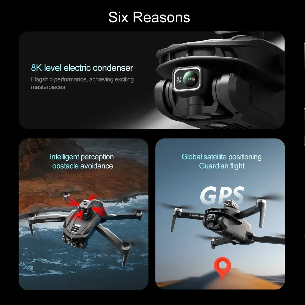 Für Xiaomi V168 Drone 8K 5G GPS Professionelle HD Luftaufnahmen Dual-Kamera Omnidirektionale Hindernisvermeidung Drone Original