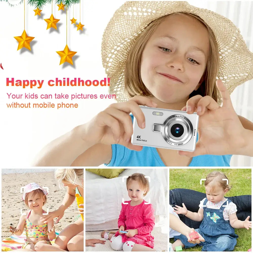 HD 1080P Portable Vlogging Camera 16X Zoom Autofocus Vlogging Camera Anti-Shake 2.4 Inch IPS Screen for Kid Adult Photography