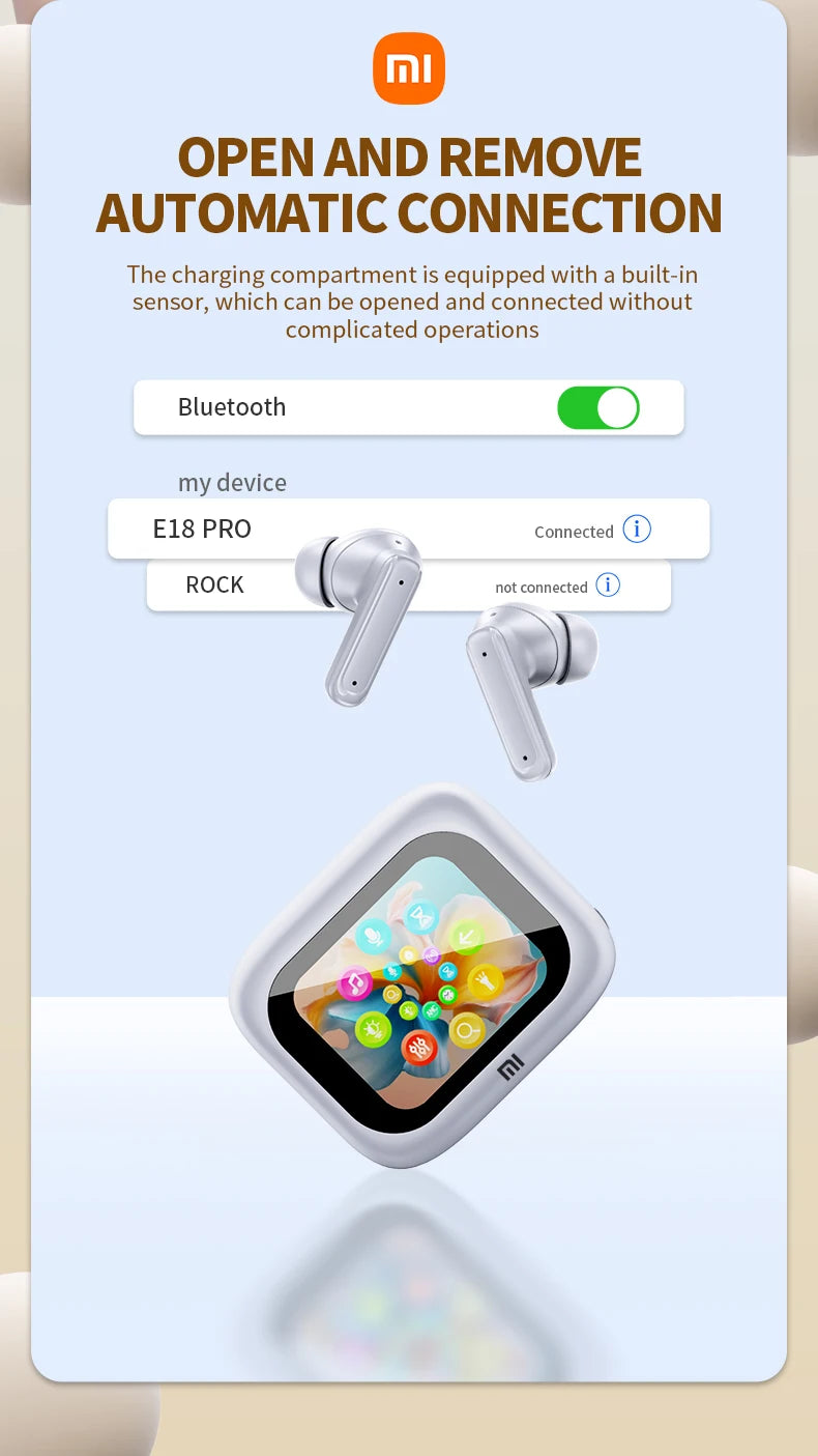 XIAOMI - Nuevos auriculares con pantalla táctil completa ANC E18 Pro Bluetooth 5.4, auriculares con cancelación de ruido, auriculares inalámbricos intraauriculares ENC con micrófono