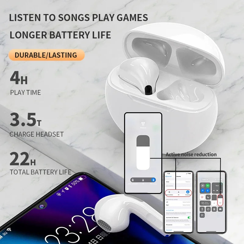 Original Air Pro 6 TWS Drahtlose Kopfhörer Fone Bluetooth Kopfhörer Mic Pods InEar Earpods Pro6 Ohrhörer sport Headset Für Xiaomi