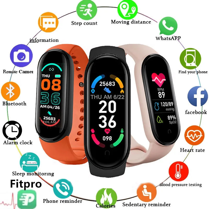 M6 Smart Watch Männer Frauen Fitness Smart Armband Sport Band Herzfrequenz Blutdruckmessgerät Wasserdichte Multifunktionsuhren