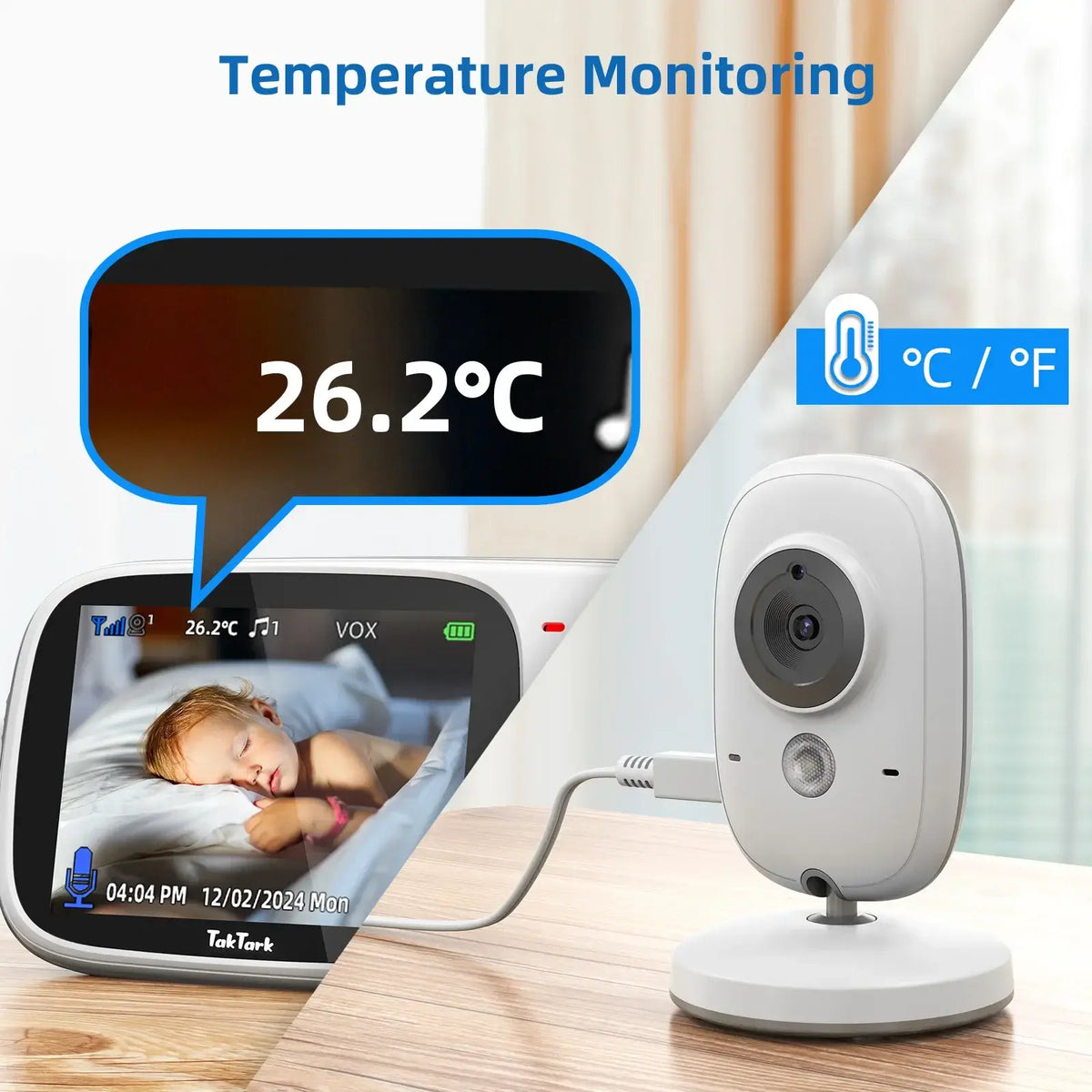 TakTark 3,2 Zoll Wireless Video Baby Monitor Auto Nachtsicht Zwei-Weg Intercom Temperatur Überwachung Überwachung Kamera Nanny