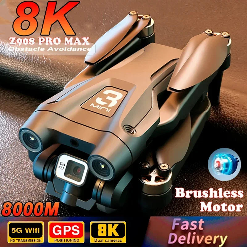 Para xiaomi Z908 Pro Max Drone Motor sin escobillas 8K GPS Profesional Dual HD Fotografía aérea FPV Evasión de obstáculos Cuadricóptero