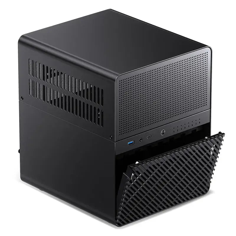 JONSBO N3 NAS Mini-Gehäuse All-In-One-ITX-Aluminiumgehäuse, Unterstützung für 8 Festplatten, 130 mm CPU-Kühler, 250 mm Grafikkarte mit 100 mm * 2 Lüftern