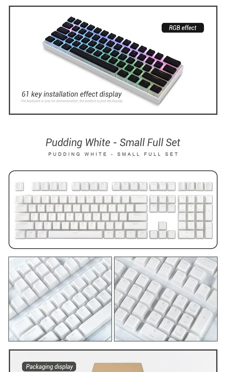 129 Keys Pudding Keycaps OEM Profile PBT Double Shot Keycap For Mx Switch Mechanical Keyboard ISO Layout RGB backlit Key Caps