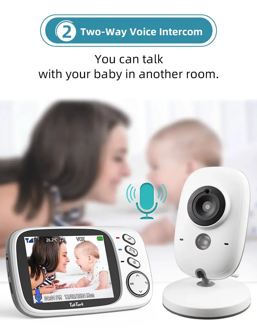 TakTark 3,2 Zoll Wireless Video Baby Monitor Auto Nachtsicht Zwei-Weg Intercom Temperatur Überwachung Überwachung Kamera Nanny