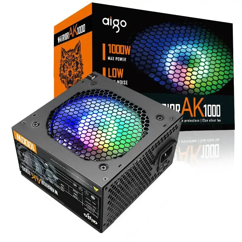 Fuente de alimentación Aigo Fonte 500W 600W 700W 800W 1000W DIY para juegos Ventilador RGB de 120 mm Fuente de alimentación para computadora de escritorio ATX para PC 7800x3d