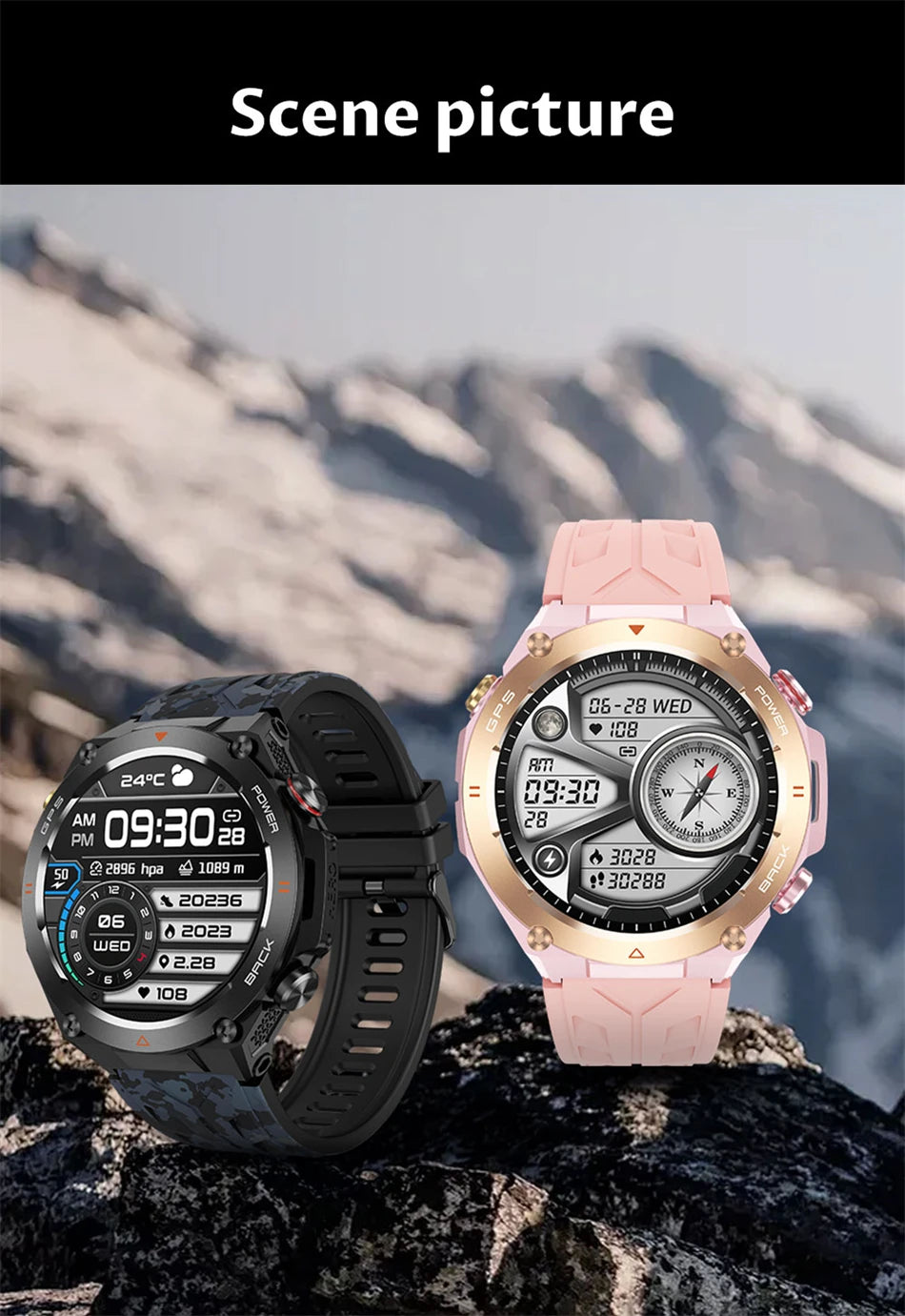 Militärische Outdoor-Smartwatch für Männer, 1 ATM wasserdicht, Kompass, GPS, Höhendrucküberwachung, Uhr mit 650 mAh, Bluetooth-Anruf, Smart Watch