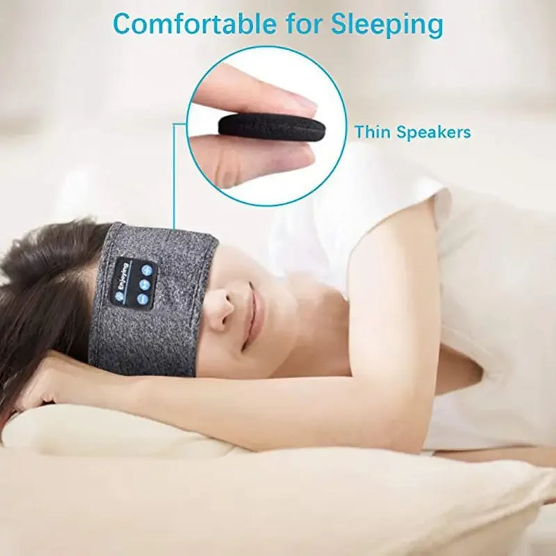 Bluetooth Sleeping Headphones Sports Headband Thin Soft Elastic Comfortable Wireless Music Earphones Eye Mask for Side Sleeper