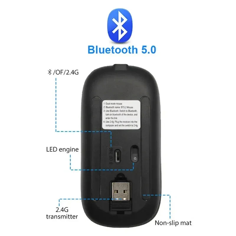 Ratón inalámbrico Xiaomi Bluetooth de modo dual, recargable, silencioso, iluminado, inalámbrico, para ordenador portátil, ratón ergonómico para juegos