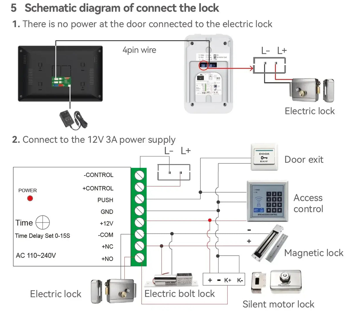 Kabelloses WLAN-Video-Türklingelsystem, 1080P-Türsprechanlage, Türkamera, 7-Zoll-Touchscreen, Video-Gegensprechanlage mit 32 GB SD-Karte für Zuhause