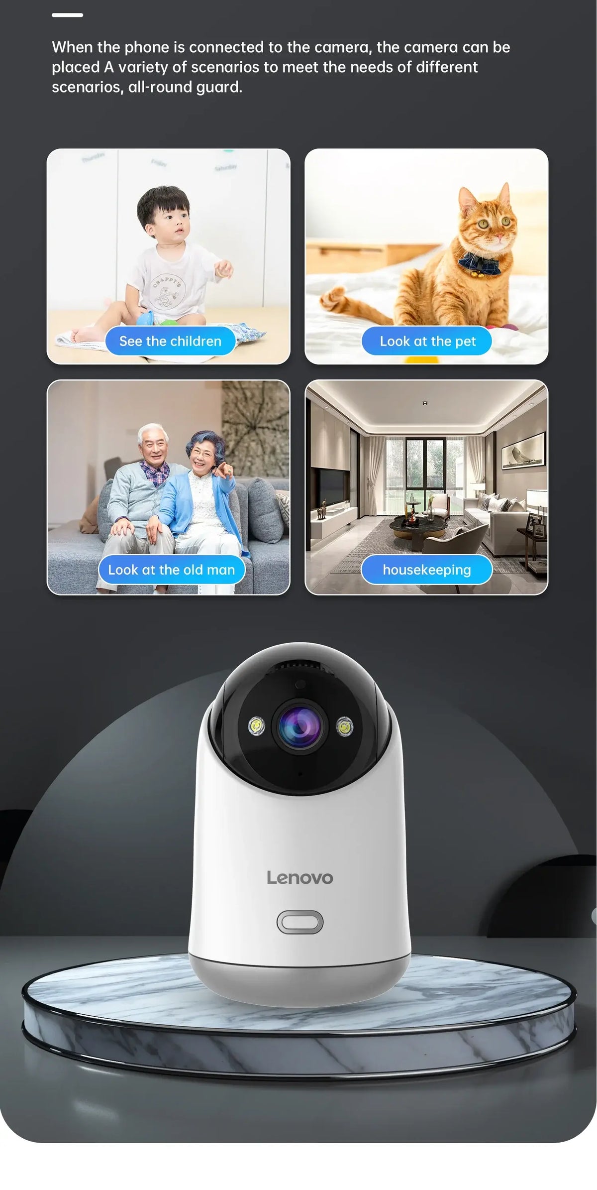 Lenovo 5MP WiFi Camera Smart Home Indoor Wireless IP Surveillance Camera Auto Tracking Security CCTV Surveillance Baby Monitor