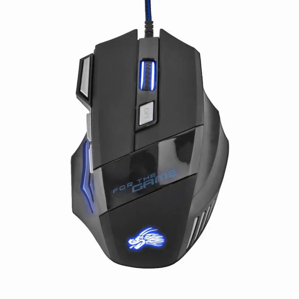 Wired Gaming Mouse 7-Color Backlight 5500 DPI Adjustable Black Wired Optical Computer Gaming Mice for PC Gamer Computer Desktop