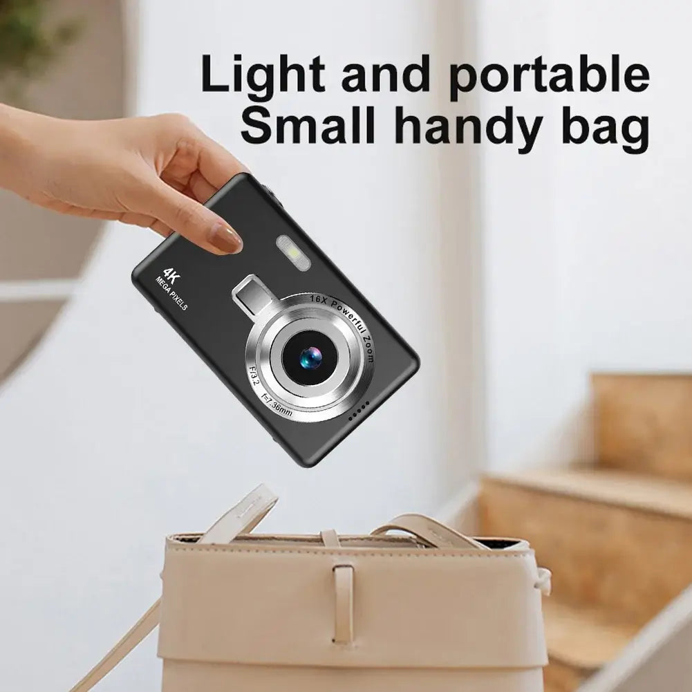 HD 1080P Portable Vlogging Camera 16X Zoom Autofocus Vlogging Camera Anti-Shake 2.4 Inch IPS Screen for Kid Adult Photography