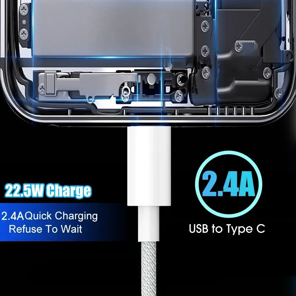 Cable USB C para iPhone 15/15 Pro/15 Pro Max/15 Plus Carplay, cable de carga rápida para teléfono móvil, cables trenzados de nailon para Xiaomi