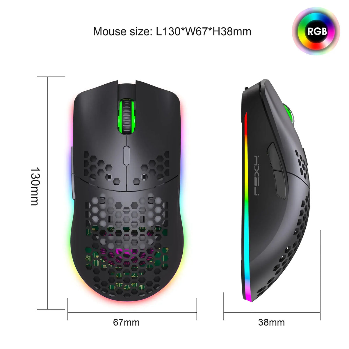 2,4G Drahtlose Lade Maus RGB Leuchtende Ultraleicht Waben Maus Bewegung Geschwindigkeit 3600 6 D Spiel Mäuse Für Laptop PC Gamer