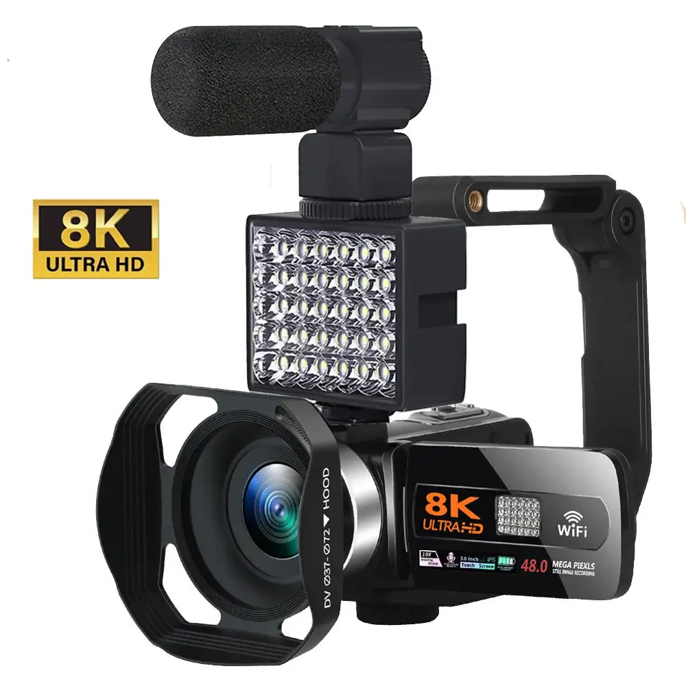 Cámara de vídeo profesional Full HD 8k, videocámara WiFi de 48 MP, zoom digital de 16X, transmisión, enfoque automático